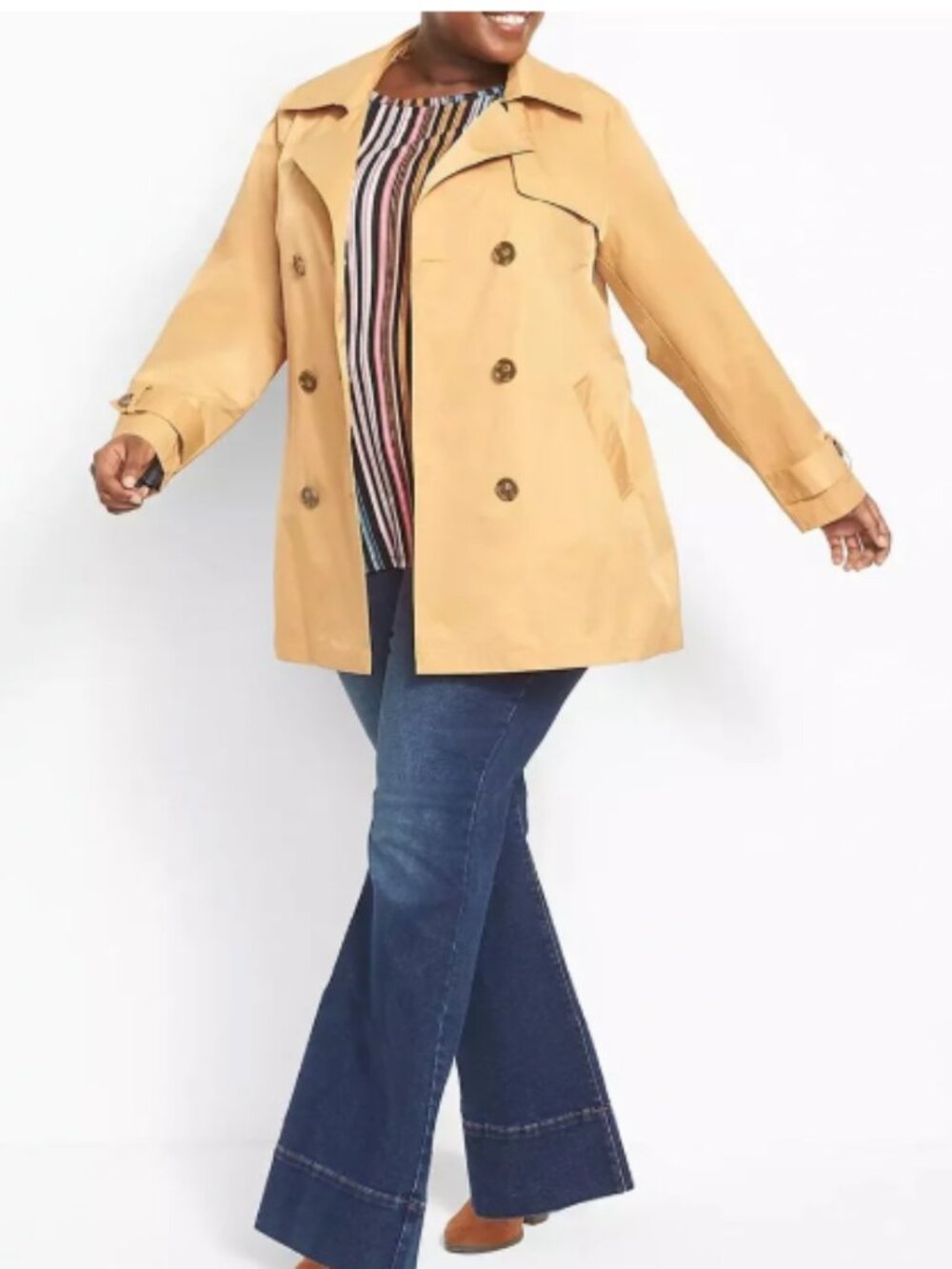 Lane Bryant Gold Short Classic Trench Sz 4x
